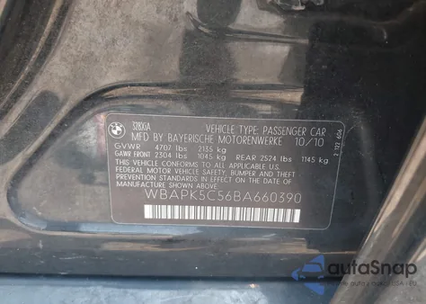 2011 BMW 328I xDrive from USA, damaged, VIN WBAPK5C56BA660390
